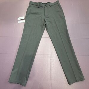 Haggar H26 Men Grey Performance Stretch Flat Front Dress Pants Label Size 33x30